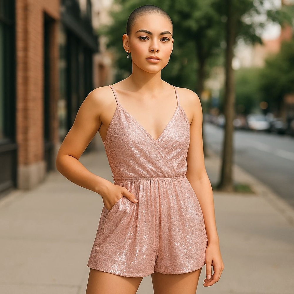 Sparkling Pink Sequin Romper